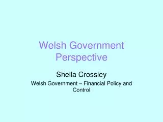 Welsh Government Perspective