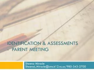 Identification &amp; Assessments - Parent meeting