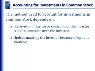 Accounting for Investments in Common Stock