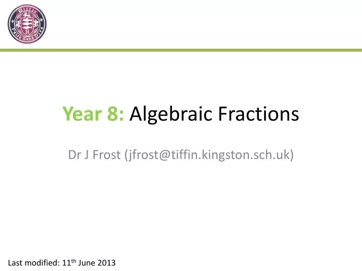 year 8 algebraic fractions