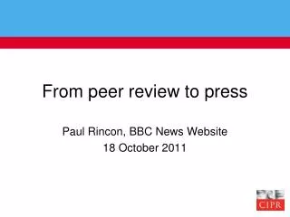 From peer review to press