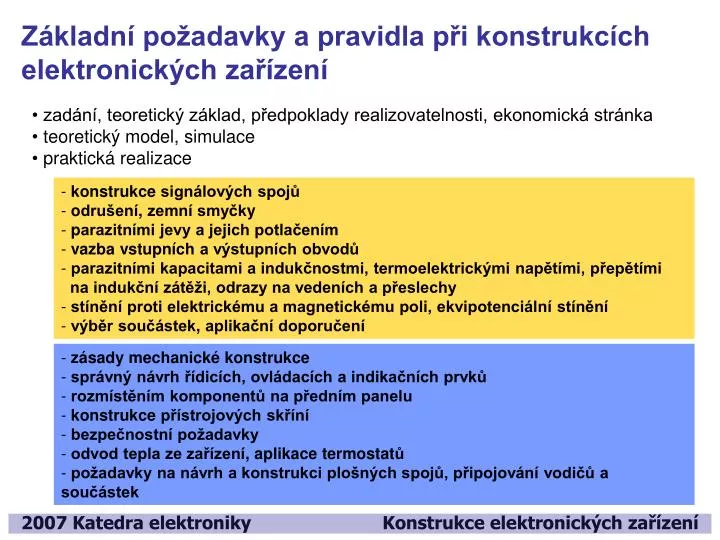 z kladn po adavky a pravidla p i konstrukc ch elektronick ch za zen