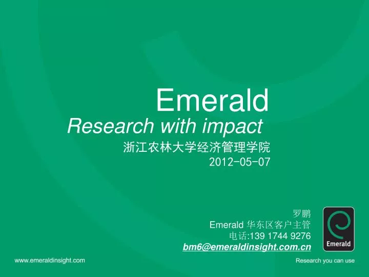 emerald research with impact