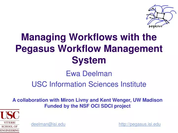 managing workflows with the pegasus workflow management system