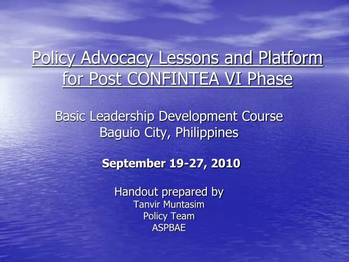 policy advocacy lessons and platform for post confintea vi phase