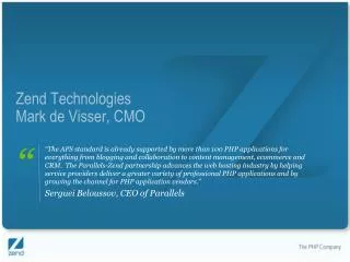 Zend Technologies Mark de Visser, CMO