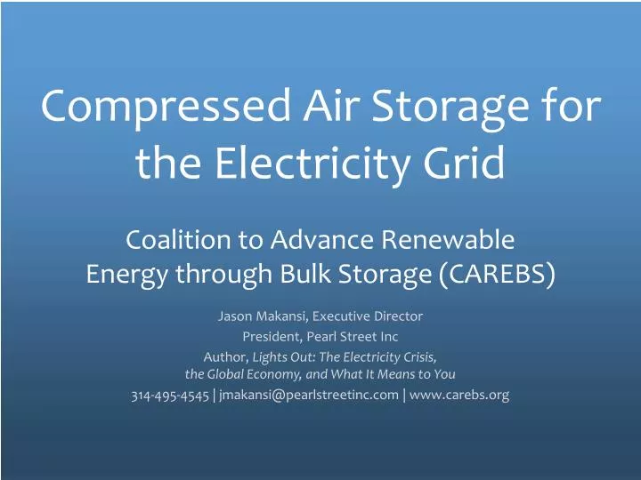 compressed air storage for the electricity grid