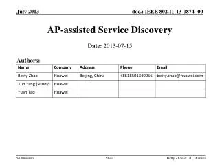 AP - assisted Service Discovery