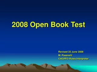 2008 Open Book Test