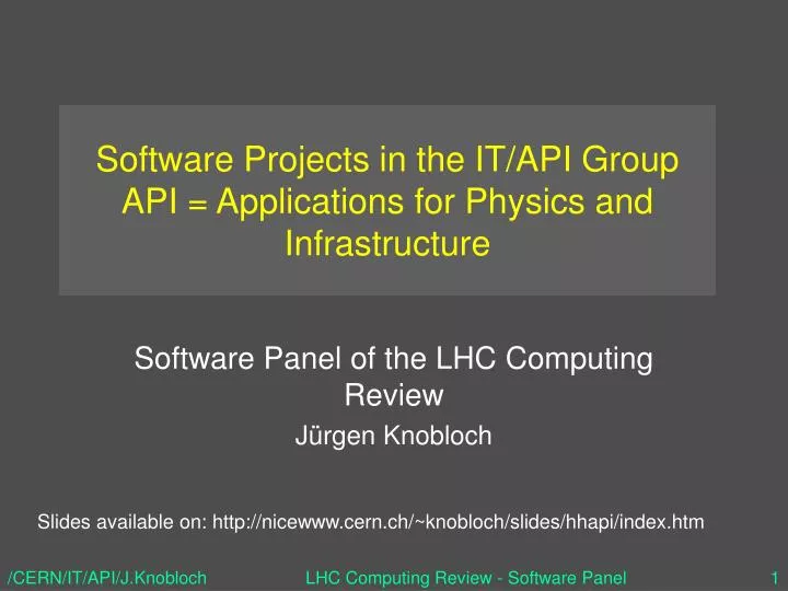 software projects in the it api group api applications for physics and infrastructure