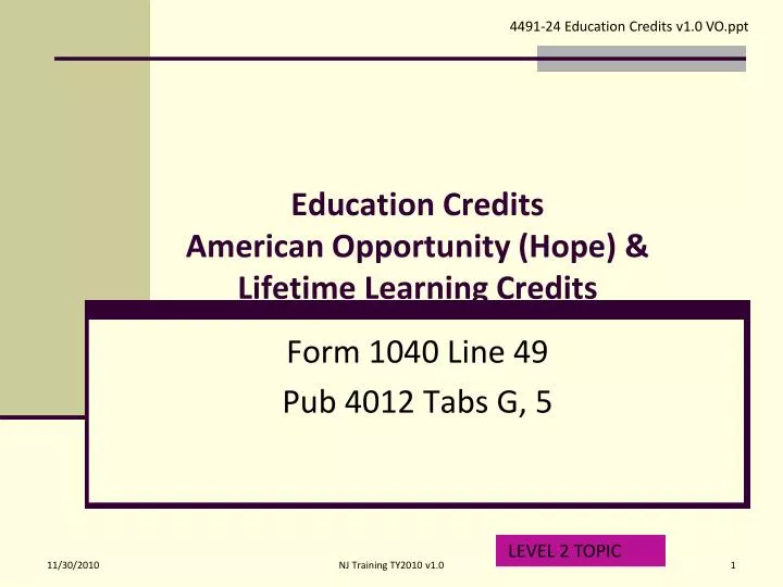 education credits american opportunity hope lifetime learning credits