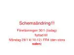 Schemaändring!!! - slide 1