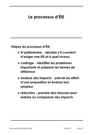 le processus d ie