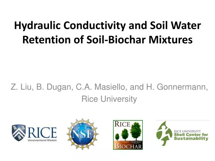 hydraulic conductivity and soil water retention of soil biochar mixtures