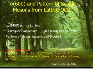 ? (600) and Pattern of Scalar Mesons from Lattice QCD