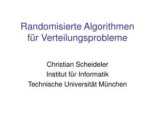 randomisierte algorithmen f r verteilungsprobleme