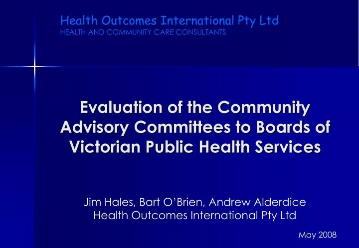 evaluation of the community advisory committees to boards of victorian public health services