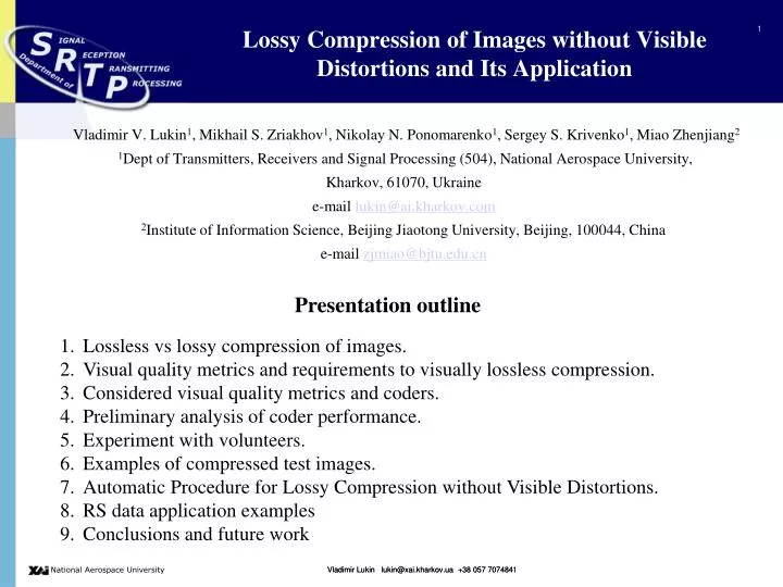 lossy compression of images without visible distortions and its application