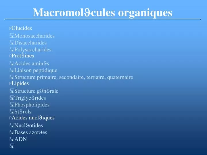 macromol j cules organiques