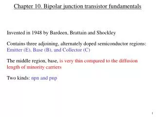 Chapter 10. Bipolar junction transistor fundamentals