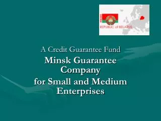 A Credit Guarantee Fund Minsk Guarantee Company for Small and Medium Enterprises