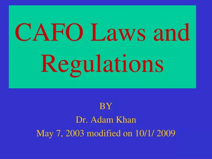 cafo laws and regulations