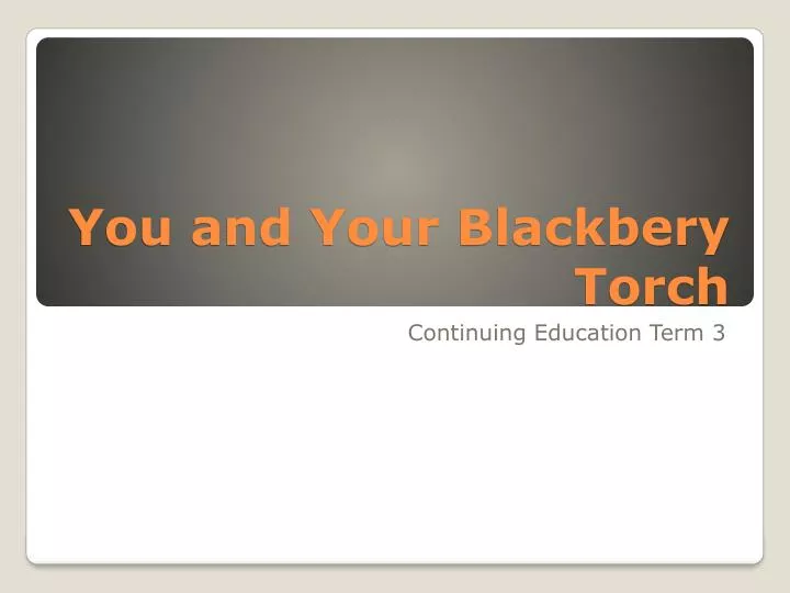 you and your blackbery torch