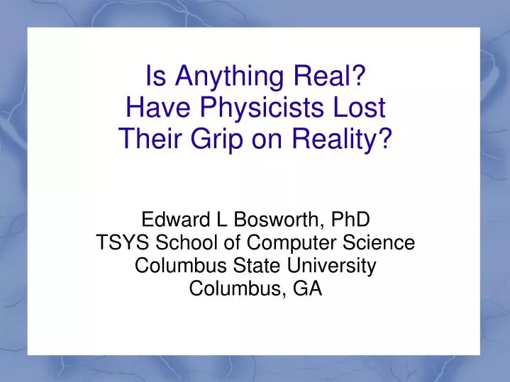 edward l bosworth phd tsys school of computer science columbus state university columbus ga