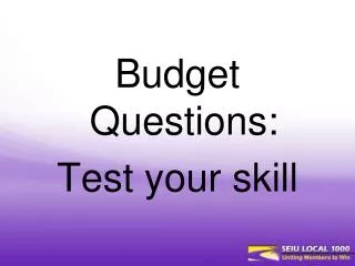 Budget Questions: Test your skill