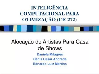intelig ncia computacional para otimiza o cic272