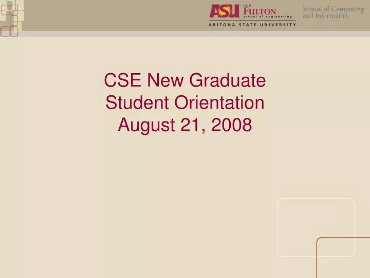 cse new graduate student orientation august 21 2008