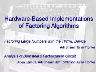Hardware-Based Implementations of Factoring Algorithms