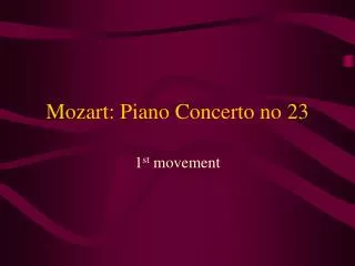 Mozart: Piano Concerto no 23