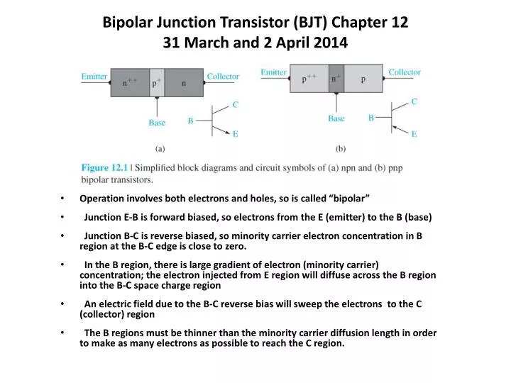 bipolar junction transistor bjt chapter 12 31 march and 2 april 2014