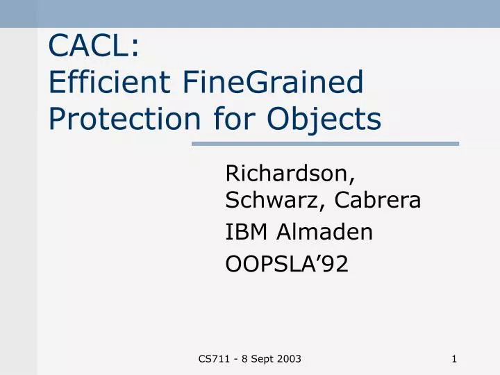 cacl efficient fine grained protection for objects