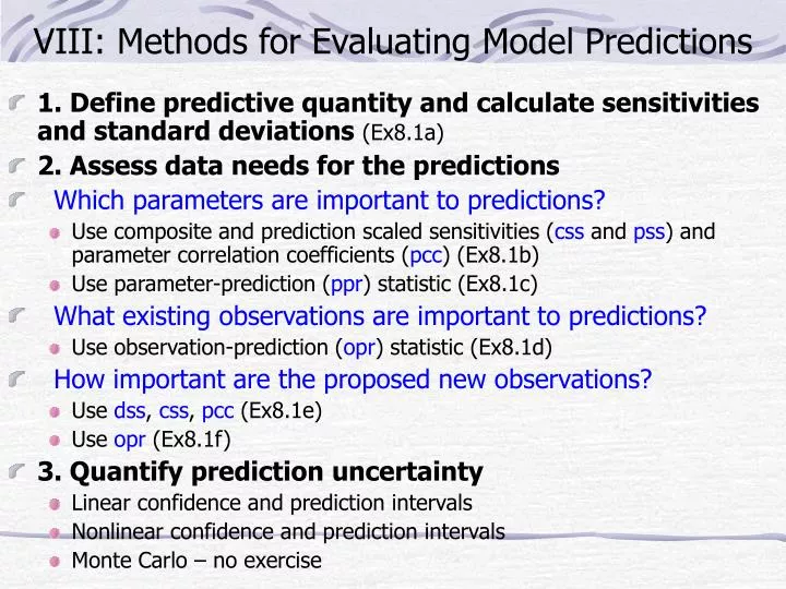 viii methods for evaluating model predictions