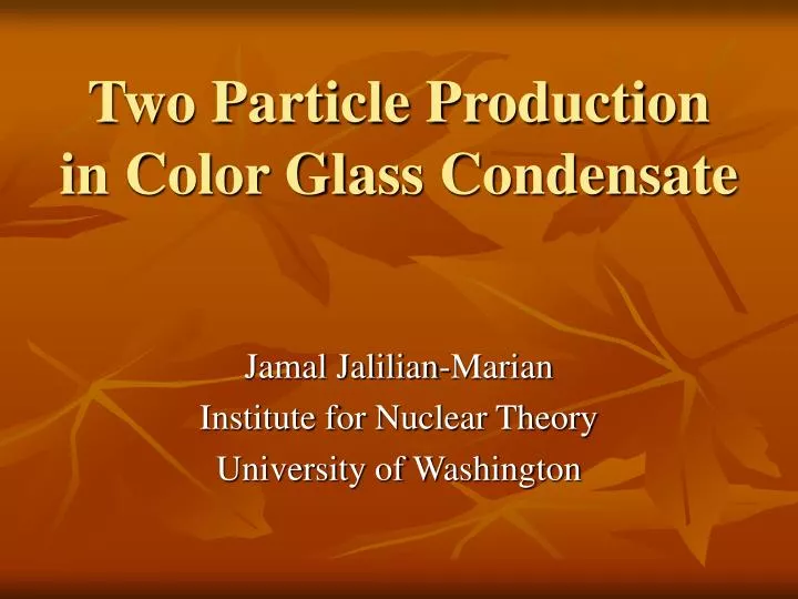 two particle production in color glass condensate