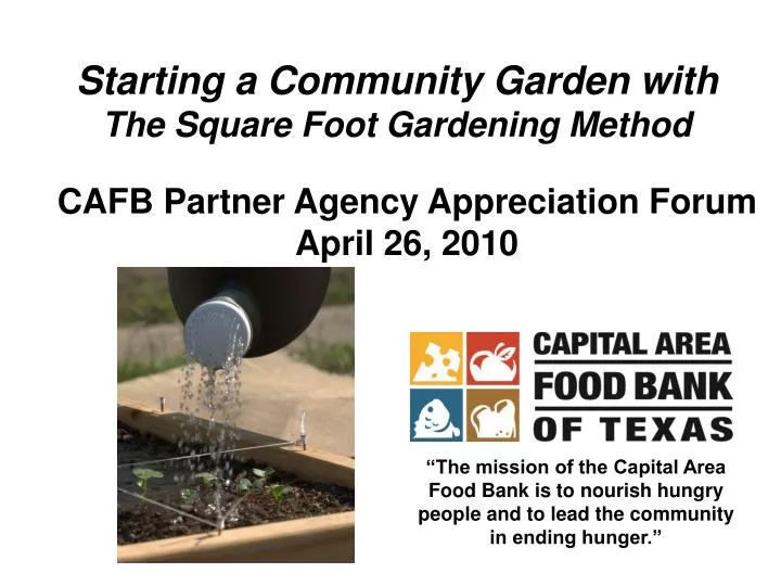 starting a community garden with the square foot gardening method