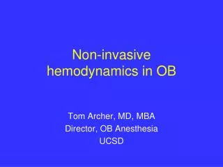 Non-invasive hemodynamics in OB