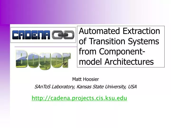 automated extraction of transition systems from component model architectures
