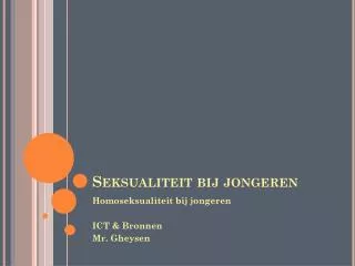 seksualiteit bij jongeren
