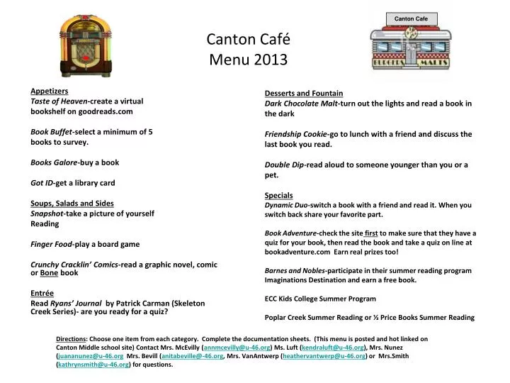 canton caf menu 2013