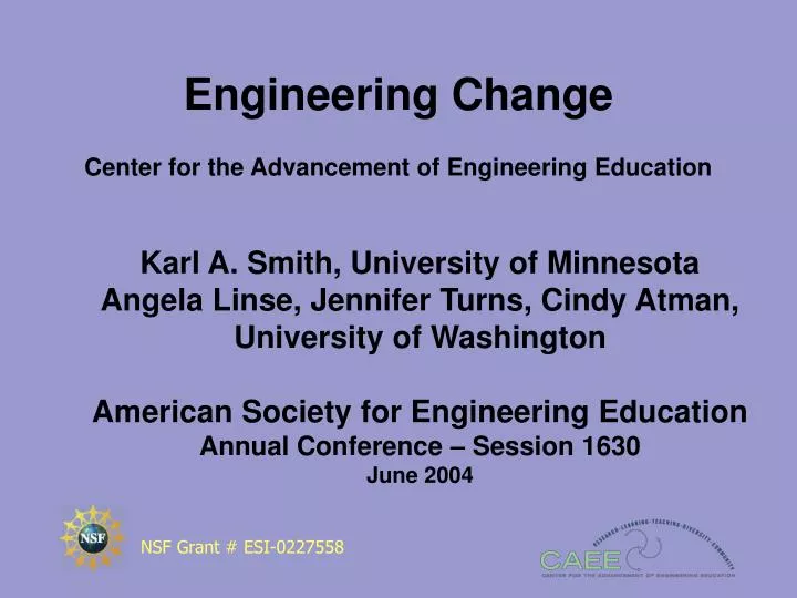 engineering change center for the advancement of engineering education