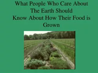 What People Who Care About The Earth Should Know About How Their Food is Grown
