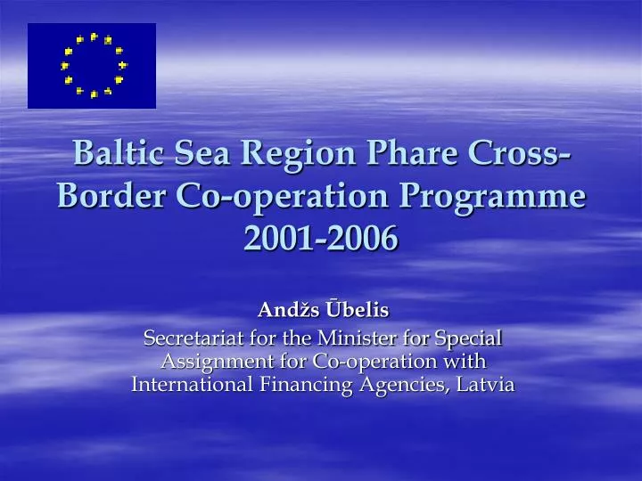 baltic sea region phare cross border co operation programme 2001 2006