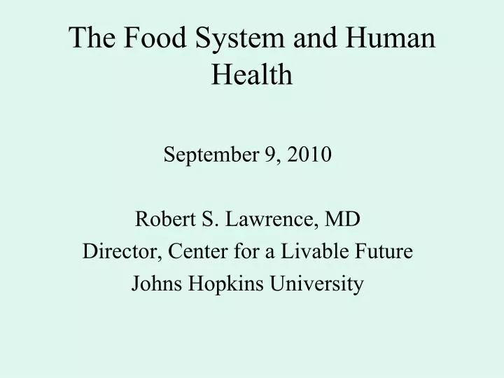 the food system and human health