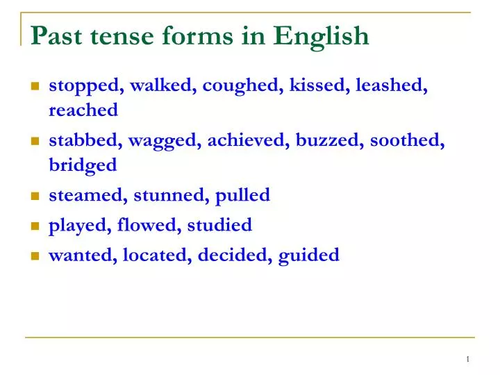 past tense forms in english