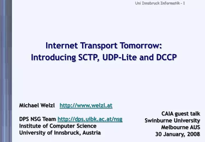 internet transport tomorrow introducing sctp udp lite and dccp