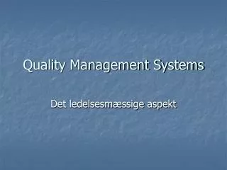 quality management systems