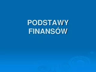 podstawy finans w
